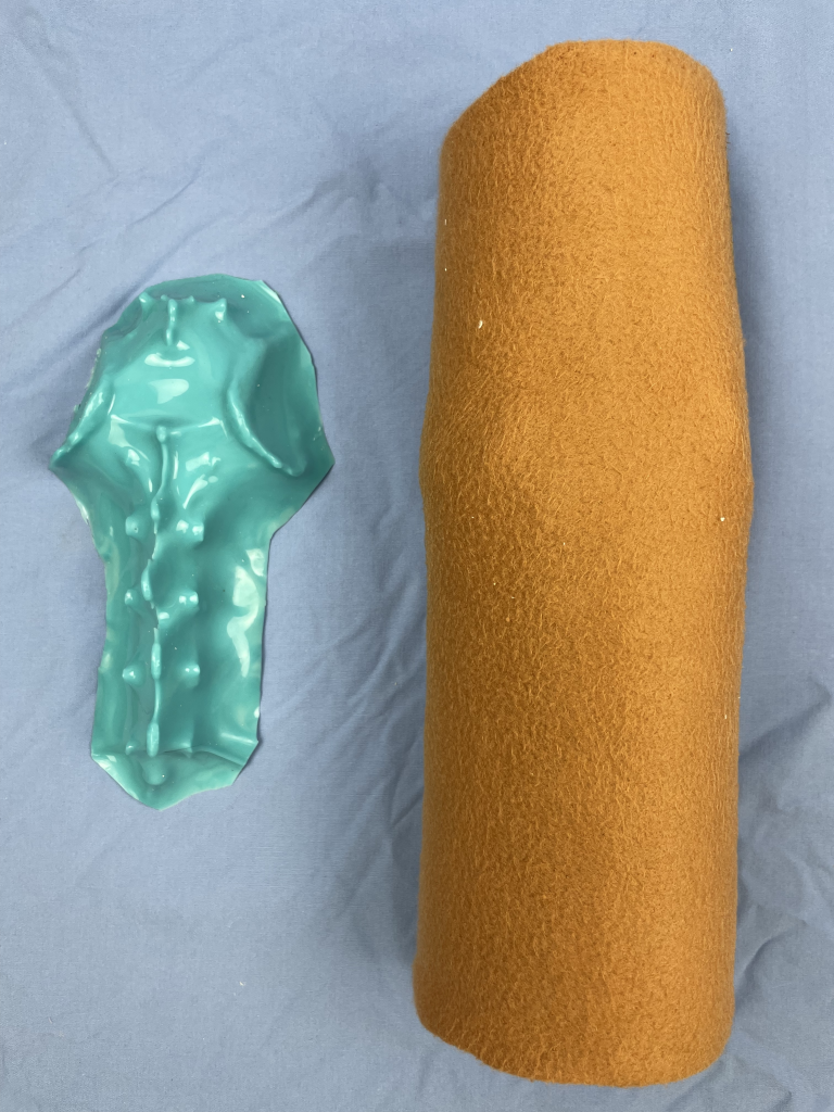Form and completed canine intramuscular injection model for comparison.