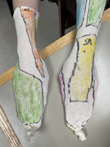 Dorsal view of the autonomous zone limb socks.