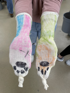 Palmar view of the autonomous zone limb socks.
