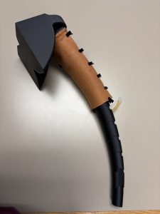 Side view of Bovine Tail Venipuncture Model with skin in place. 